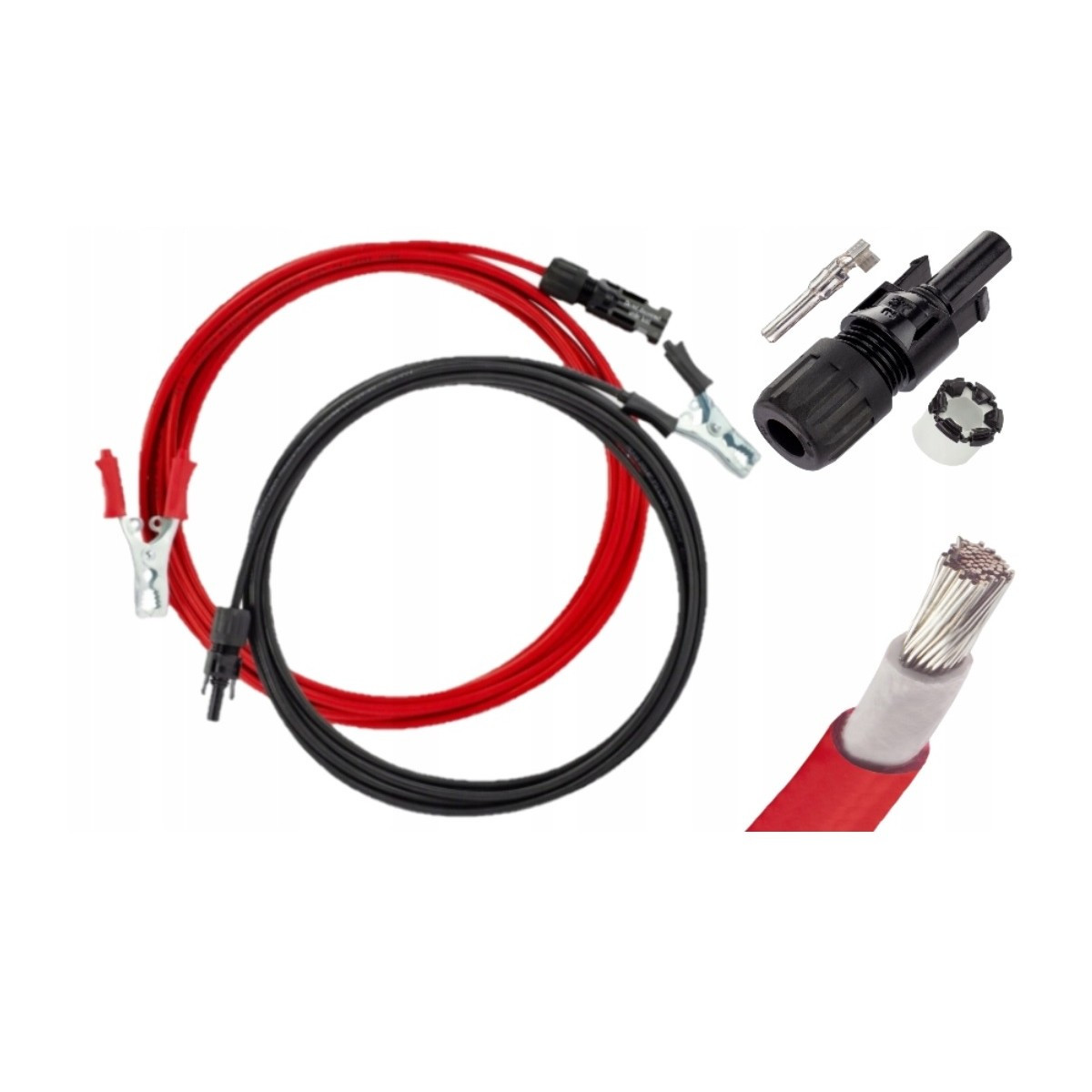 set cabluri 2x4m 2.5mm2 (mc4 - cleme crocodil)